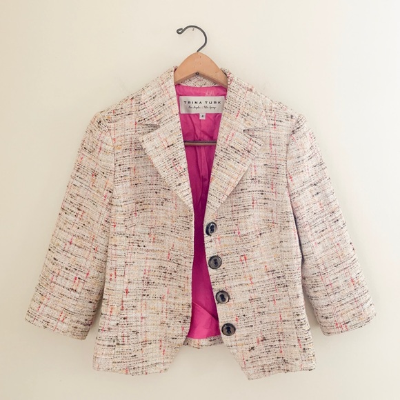 Trina Turk Multi Colored Tweed Blazer 